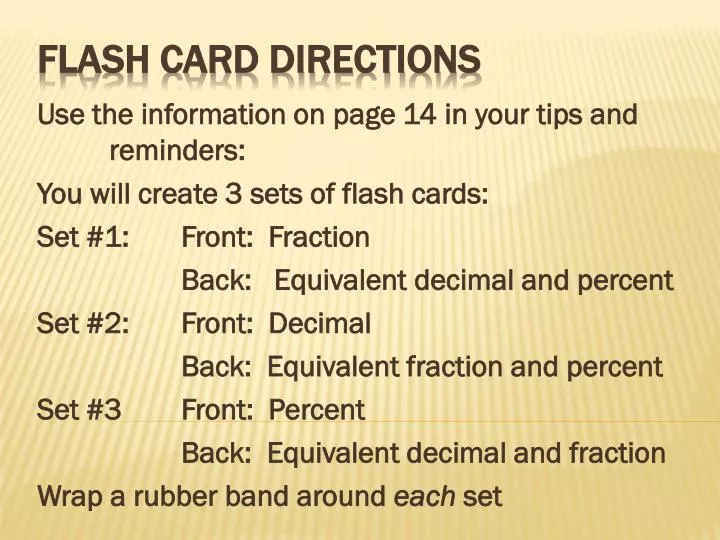 flash card directions