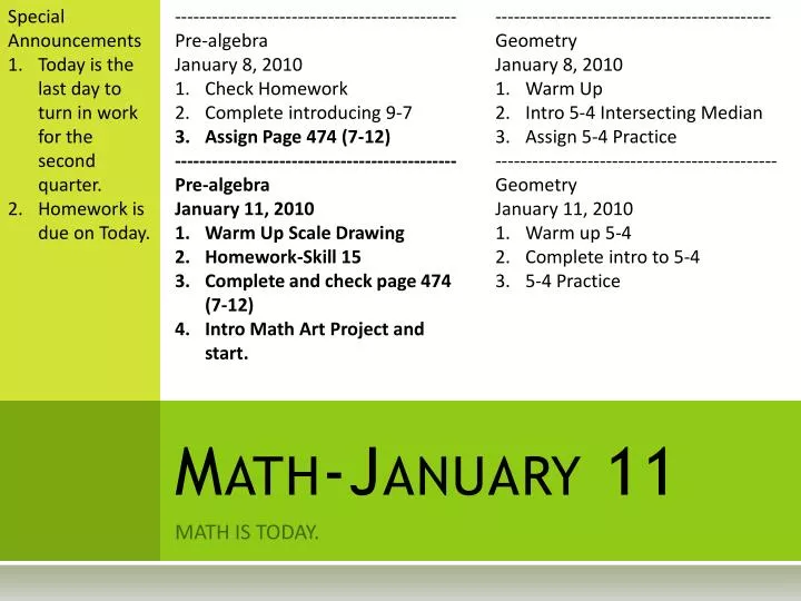 math january 11