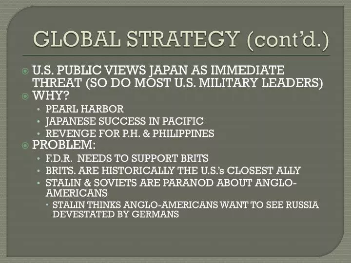global strategy cont d