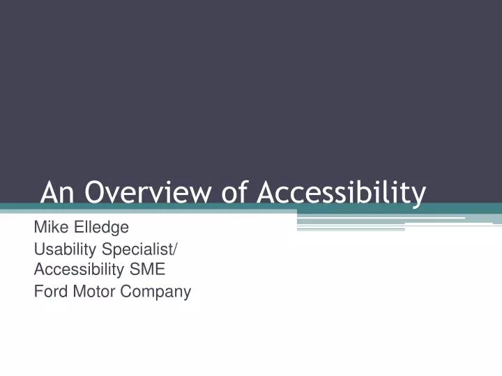 an overview of accessibility