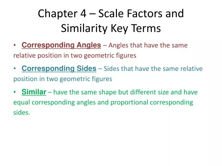 chapter 4 scale factors and similarity key terms