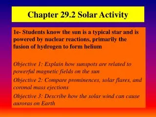 Chapter 29.2 Solar Activity