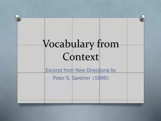 Vocabulary from Context