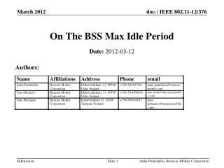 On The BSS Max Idle Period