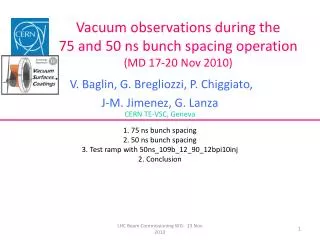 Vacuum observations during the 7 5 and 50 ns bunch spacing operation (MD 17-20 Nov 2010)