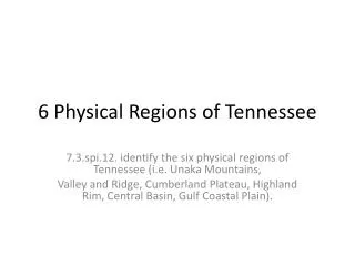 6 Physical Regions of Tennessee