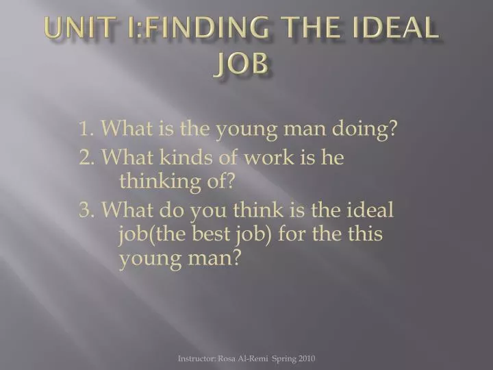 unit i fi nding the ideal job