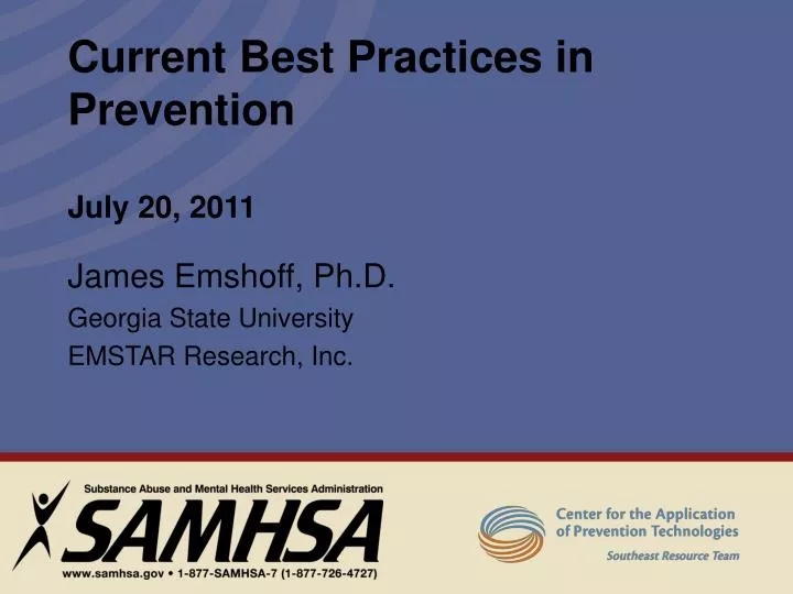 current best practices in prevention july 20 2011