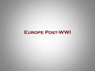 Europe Post-WWI