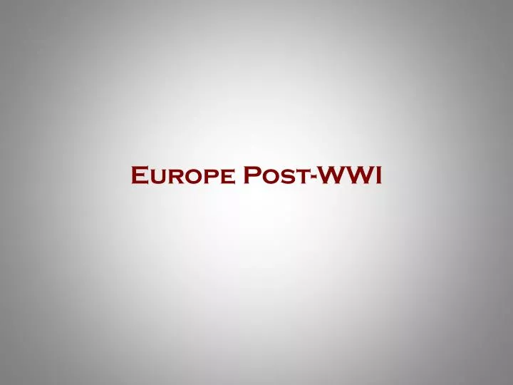 europe post wwi