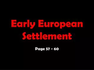 Early European Settlement