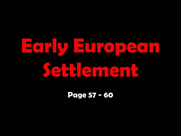 early european settlement