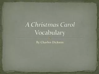A Christmas Carol Vocabulary