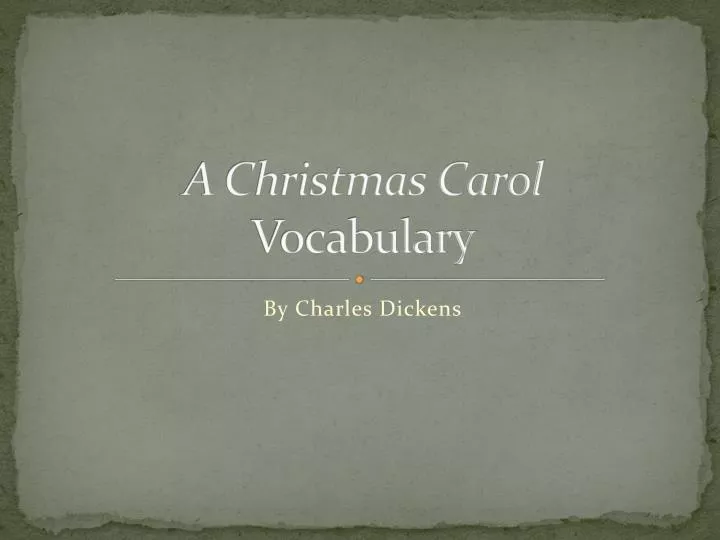 a christmas carol vocabulary