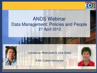ANDS Webinar Data Management: Policies and People 27 April 2012