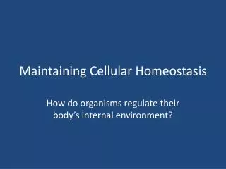 Maintaining Cellular Homeostasis