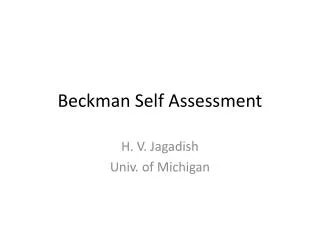 Beckman Self Assessment