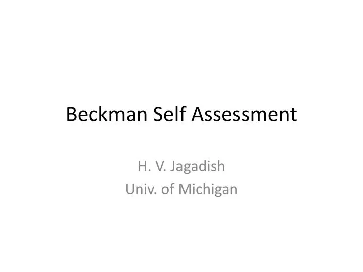 beckman self assessment