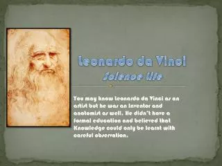 Leonardo da Vinci Science Life