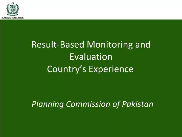 result based monitoring and evaluation country s experience