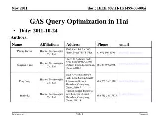 GAS Query Optimization in 11ai