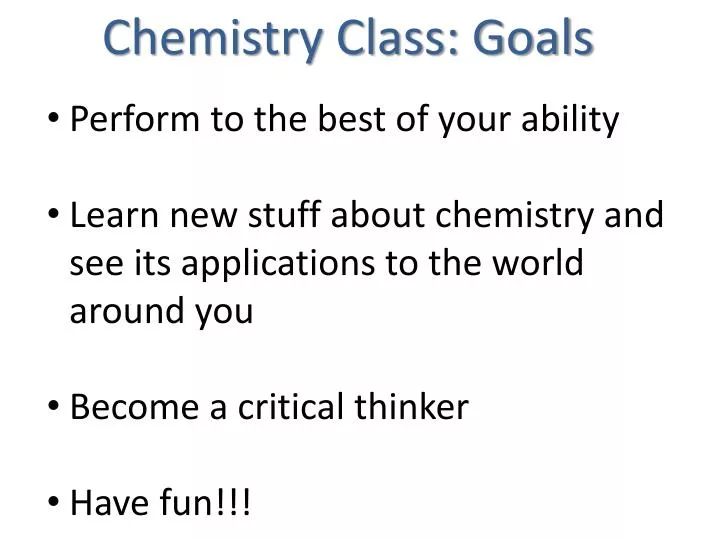 chemistry class goals