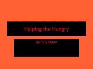 Helping the Hungry