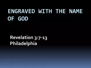 Engraved With the Name of God