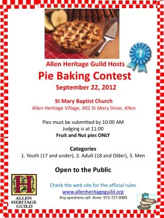 Allen Heritage Guild Hosts Pie Baking Contest September 22, 2012