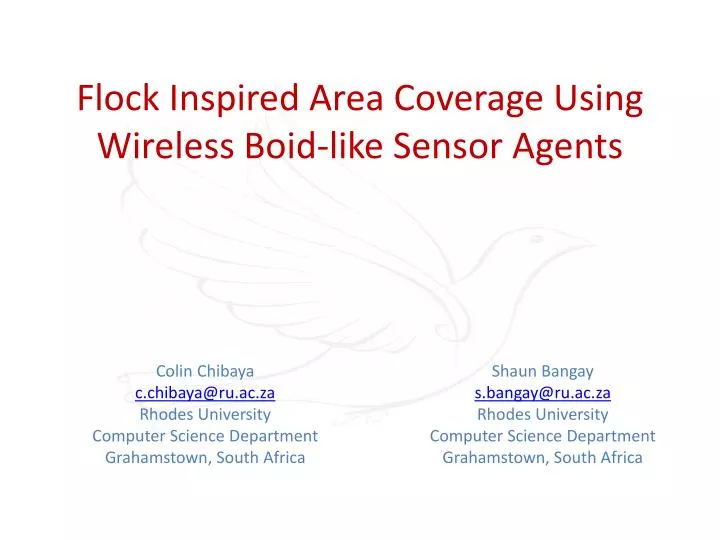 flock inspired area coverage using wireless boid like sensor agents