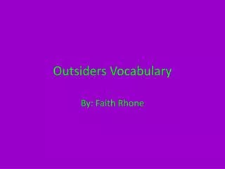 Outsiders Vocabulary