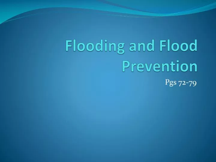 flooding and flood prevention