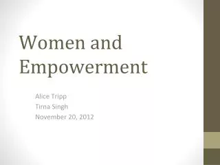 Women and Empowerment