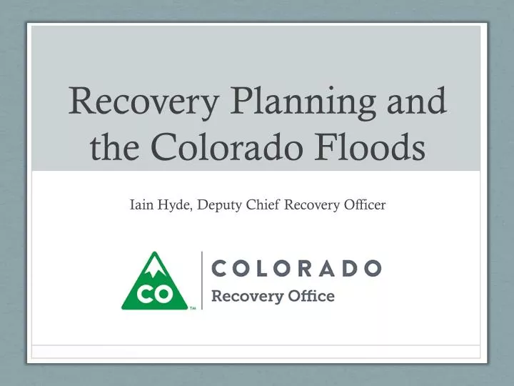 recovery planning and the colorado floods