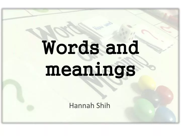 words and meanings