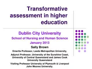 Transformative assessment in higher education