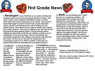 First Grade News