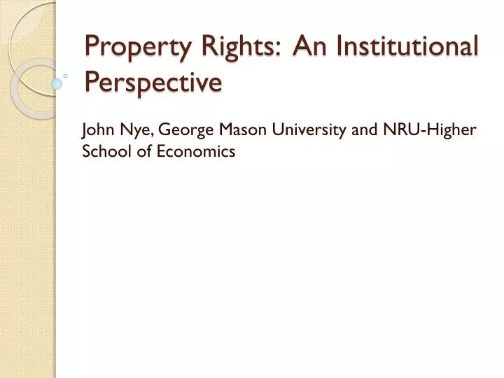 property rights an institutional perspective