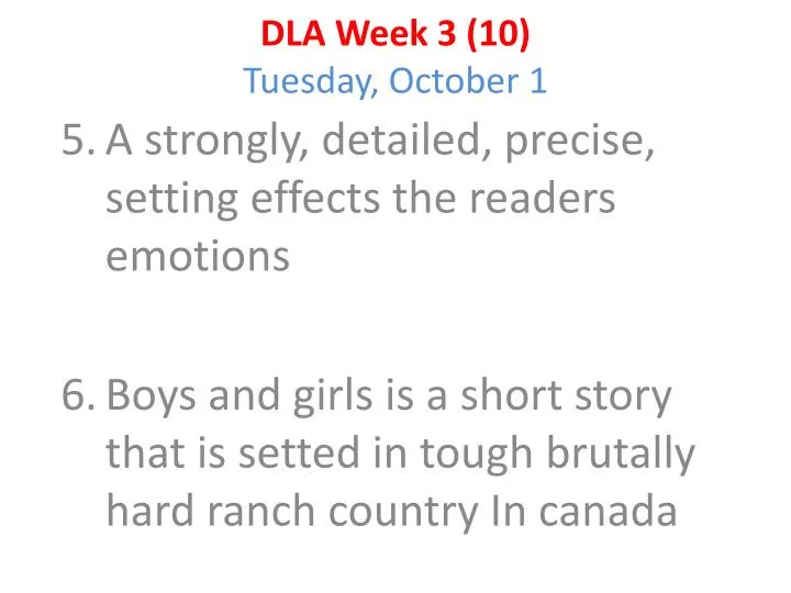 dla week 3 10 tuesday october 1