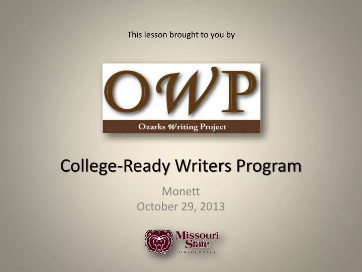 college ready writers program