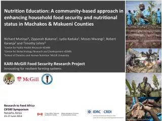 KARI-McGill Food Security Research Project Innovating for resilient farming systems