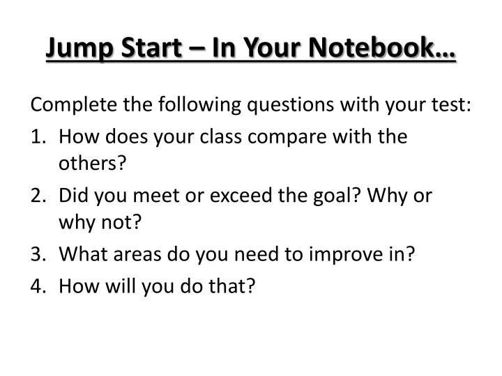 jump start in your notebook