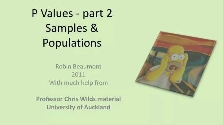 p values part 2 samples populations