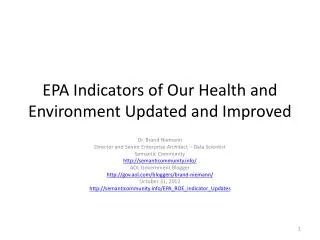 EPA Indicators of Our Health and Environment Updated and Improved