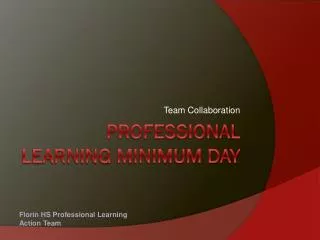 Professional Learning Minimum Day