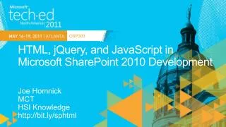 HTML, jQuery , and JavaScript in Microsoft SharePoint 2010 Development