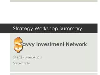 Strategy Workshop Summary