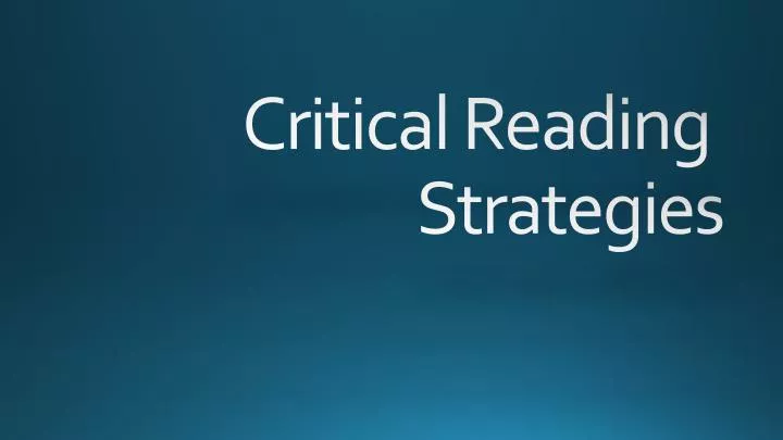 critical reading strategies