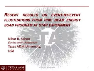 Nihar R. Sahoo (for the STAR Collaboration) Texas A&amp;M University, USA