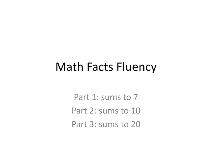 math facts fluency